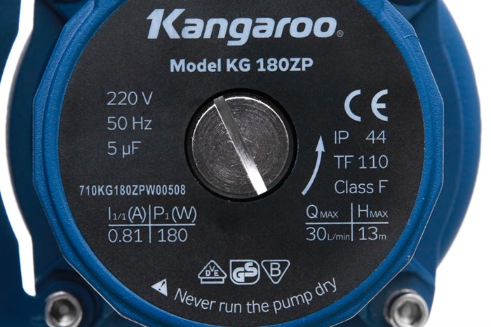 Máy bơm nước tăng áp Kangaroo KG 180ZP 180W Màu Xanh Dương
