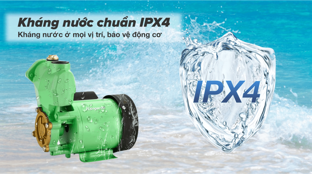 Bảo vệ tối ưu động cơ với chuẩn chống nước IPX4