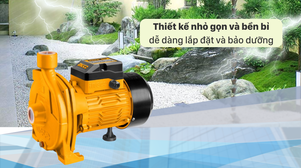 Máy bơm nước Ingco có kiểu dáng nhỏ gọn, bền bỉ