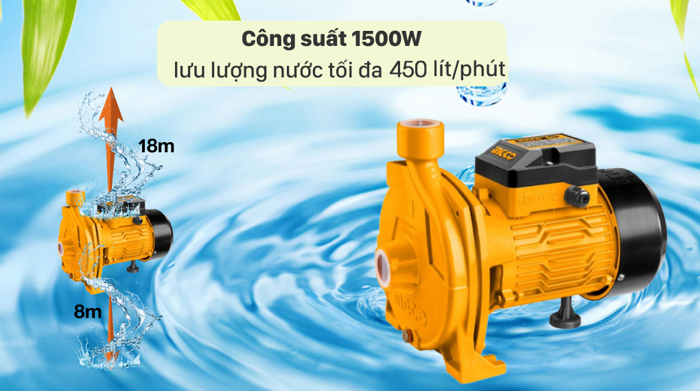 Máy bơm nước Ingco có công suất mạnh mẽ