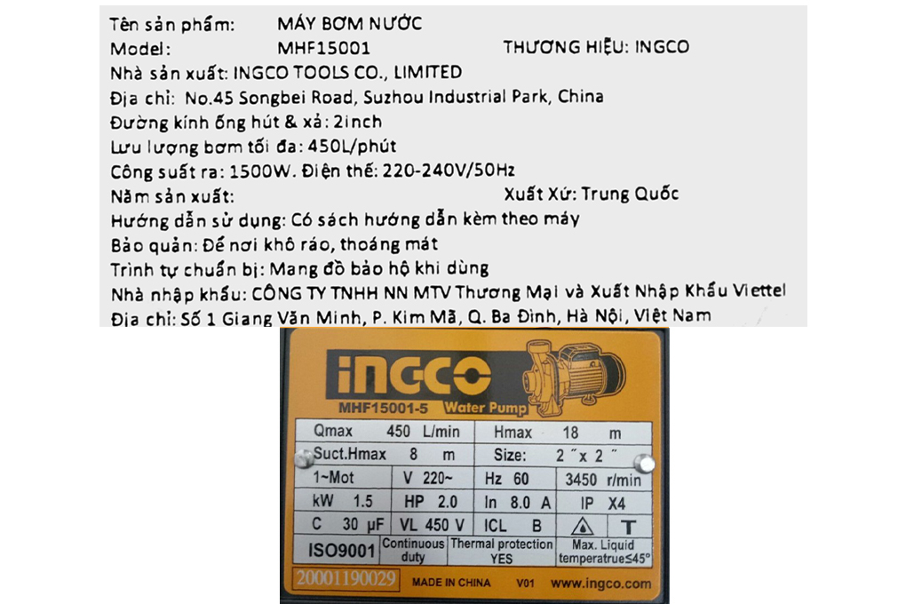Máy bơm nước ly tâm Ingco MHF15001 1500W - 9