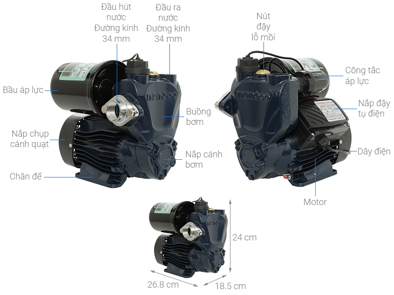 Máy bơm nước tăng áp điện tử Nanoco NSP400-A