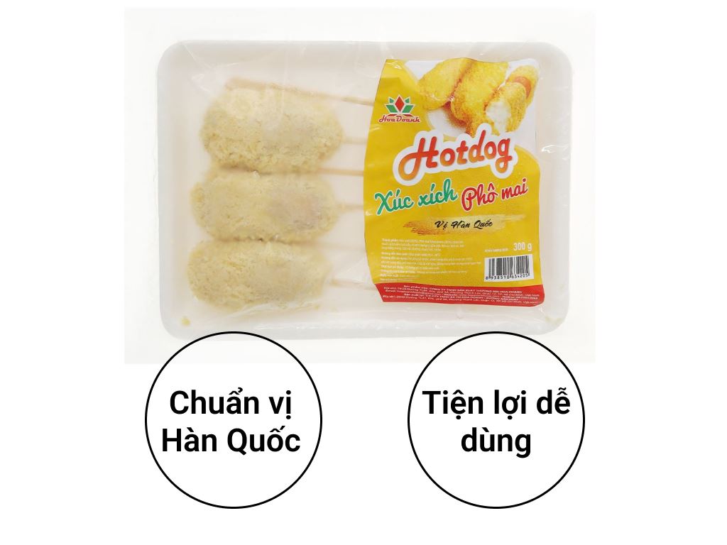 Xúc xích phô mai vị Hàn Quốc Hoa Doanh gói 300g 2