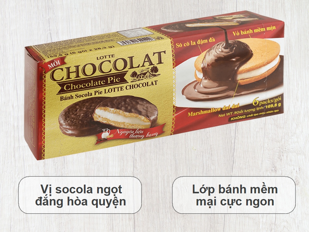 Bánh socola pie Lotte Chocolat hộp 169.8g tại Bách hóa XANH