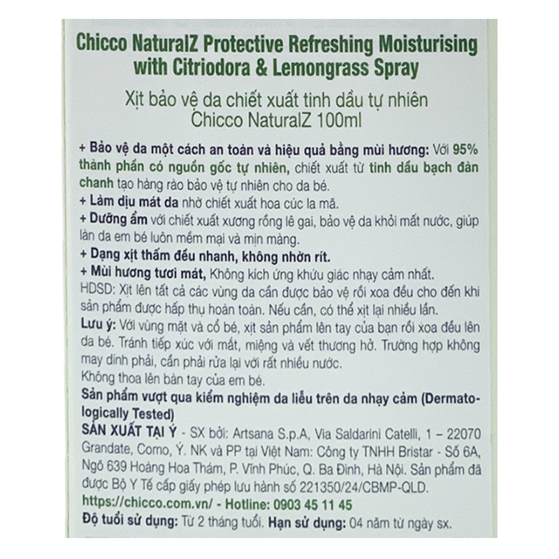 Xịt đa năng xua muỗi Chicco NaturalZ 100 ml chiết xuất tinh dầu tự nhiên (từ 2 tháng) 7