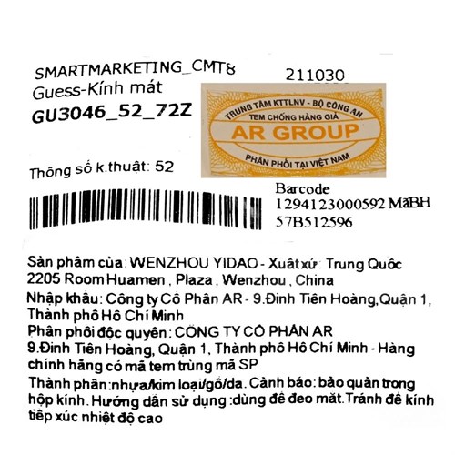 Mắt kính thời trang Nữ Guess GU3046_52_72Z Màu Đỏ