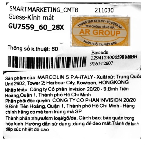 Mắt kính thời trang Nữ Guess GU7559_60_28X Màu Hồng