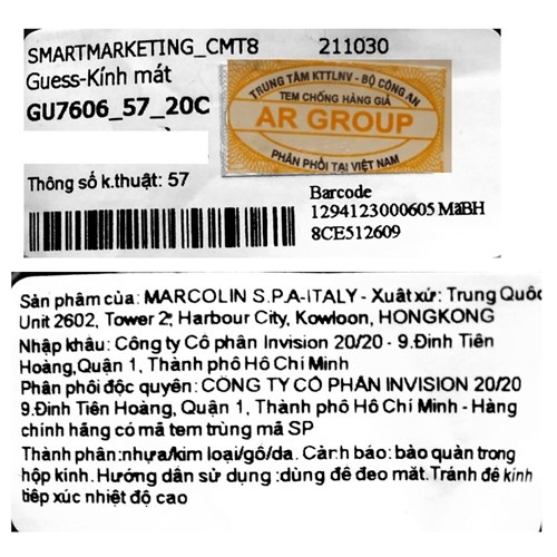 Mắt kính thời trang Nữ Guess GU7606_57_20C Màu Trắng - Bạc