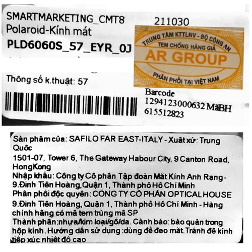 Mắt kính thời trang Unisex Polaroid PLD6060S_57_EYR_0J Màu Vàng