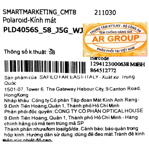 Mắt kính thời trang Nữ Polaroid PLD4056S_58_J5G_WJ Màu Đen