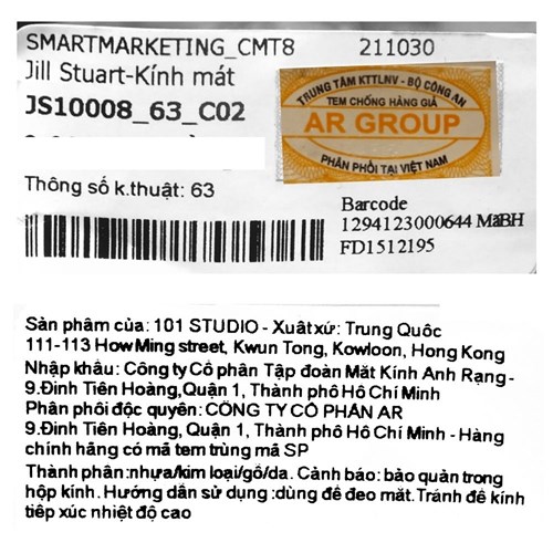 Mắt kính thời trang Nữ Jill Stuart JS10008_63_C02 Màu Hồng phấn