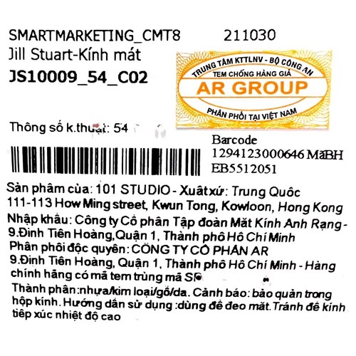 Mắt kính thời trang Nữ Jill Stuart JS10009_54_C02 Màu Hồng