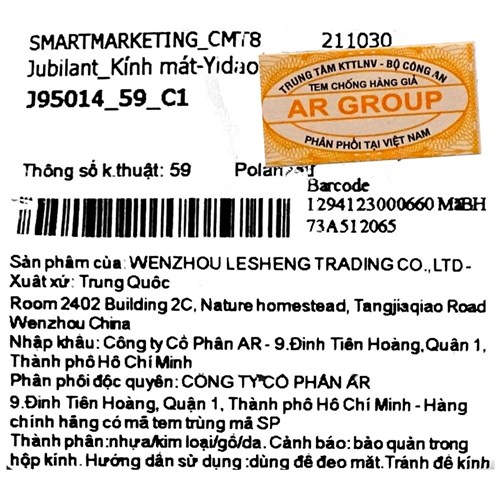 Mắt kính thời trang Nữ Jubilant J95014_59_C1 Màu Vàng