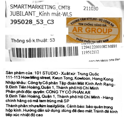 Mắt kính thời trang Nam Jubilant J95028_53_C3 Màu Vàng