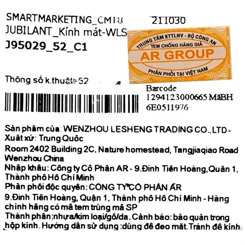 Mắt kính thời trang Unisex Jubilant J95029_52_C1 Màu Vàng