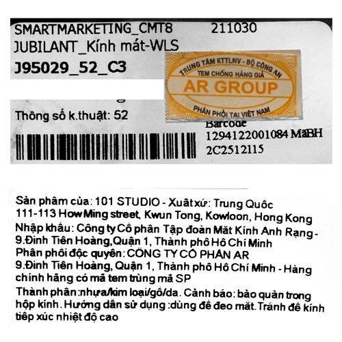 Mắt kính thời trang Nam Jubilant J95029_52_C3 Màu Vàng
