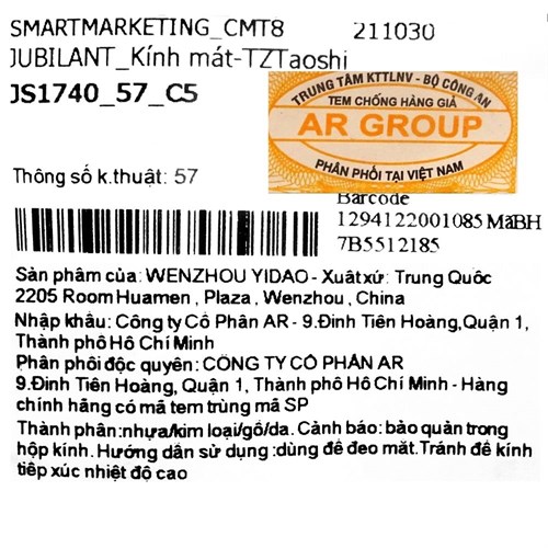 Mắt kính thời trang Nam Jubilant JS1740_57_C5 Màu Bạc
