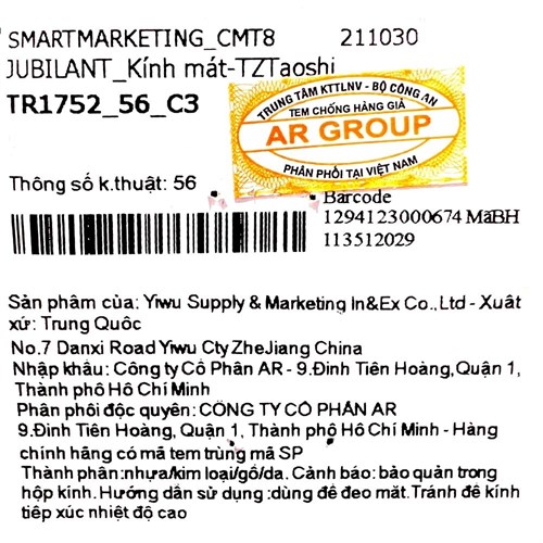 Mắt kính thời trang Unisex Jubilant TR1752_56_C3 Màu Đen