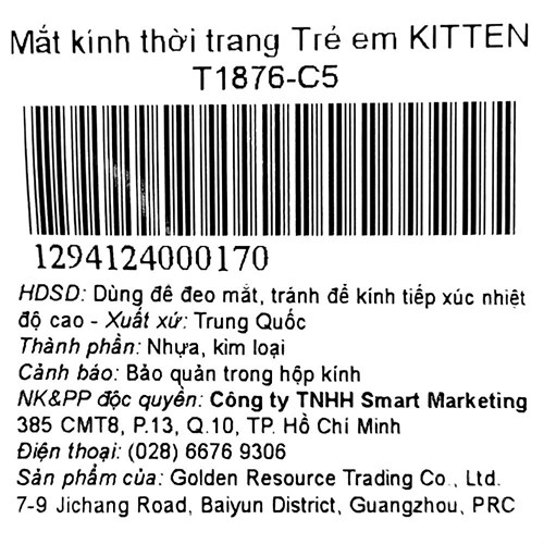 Mắt kính thời trang Trẻ em Kitten T1876-C5 Màu Hồng