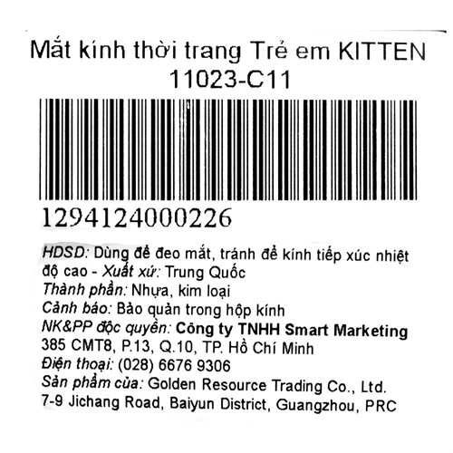 Mắt kính thời trang Trẻ em Kitten 11023-C11 Màu Xanh Dương
