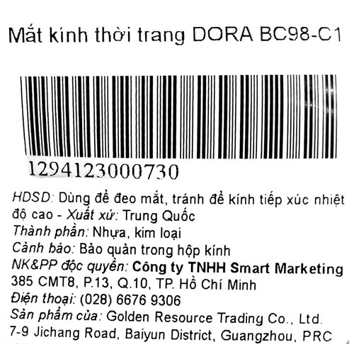 Mắt kính thời trang Nữ Dora BC98-C1 Màu Đen