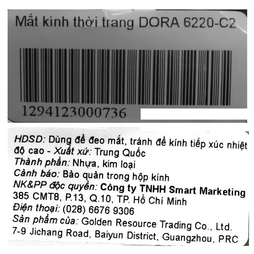 Mắt kính thời trang Unisex Dora 6220-C2 Màu Đen