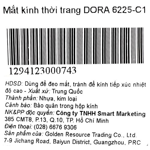 Mắt kính thời trang Nữ Dora 6225-C1 Màu Đen