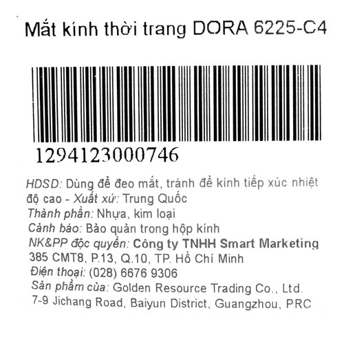 Mắt kính thời trang Nữ Dora 6225-C4 Màu Đen