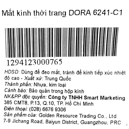 Mắt kính thời trang Nữ Dora 6241-C1 Màu Đen