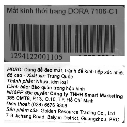 Mắt kính thời trang Nam Dora 7106-C1 Màu Đen