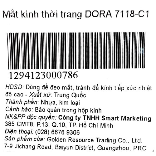 Mắt kính thời trang Nữ Dora 7118-C1 Màu Đen