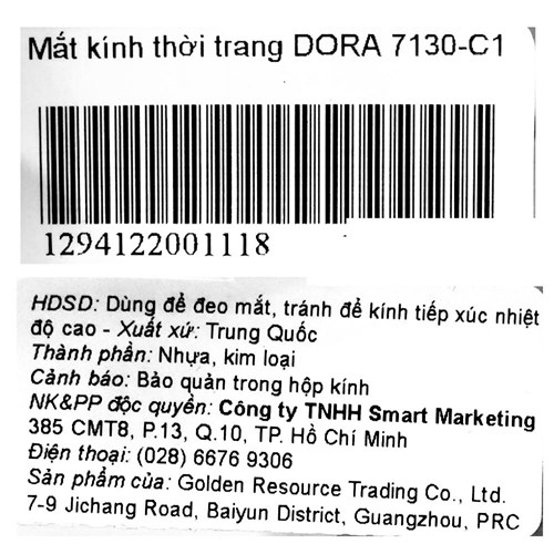 Mắt kính thời trang Nam Dora 7130-C1 Màu Đen