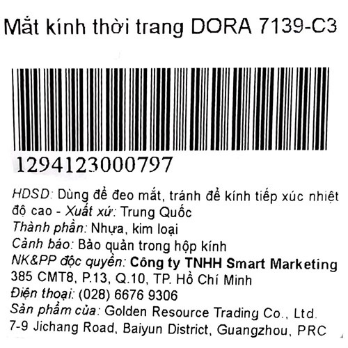 Mắt kính thời trang Nữ Dora 7139-C3 Màu Vàng