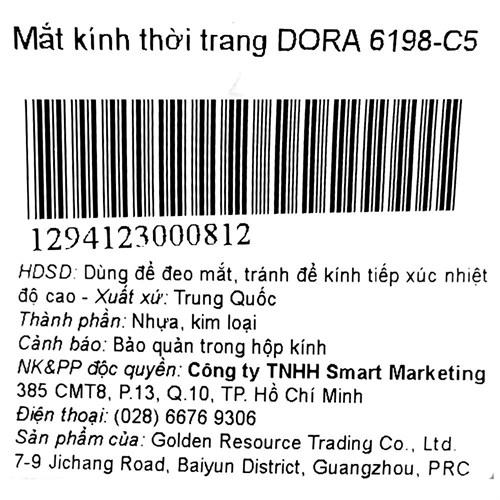 Mắt kính thời trang Nữ Dora 6198-C5 Màu Trắng