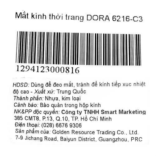 Mắt kính thời trang Nữ Dora 6216-C3 Màu Đen - Đỏ