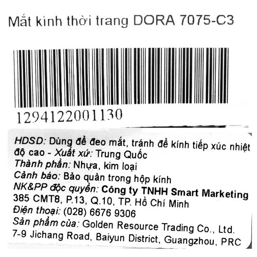 Mắt kính thời trang Nam Dora 7075-C3 Màu Bạc
