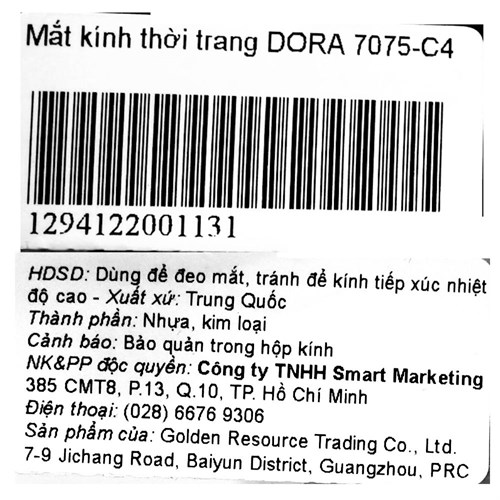 Mắt kính thời trang Nam Dora 7075-C4 Màu Hồng Gold