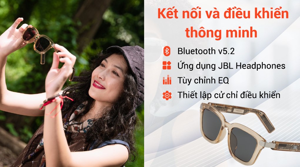Mắt kính phát nhạc JBL Soundgear Frames Vàng hổ phách