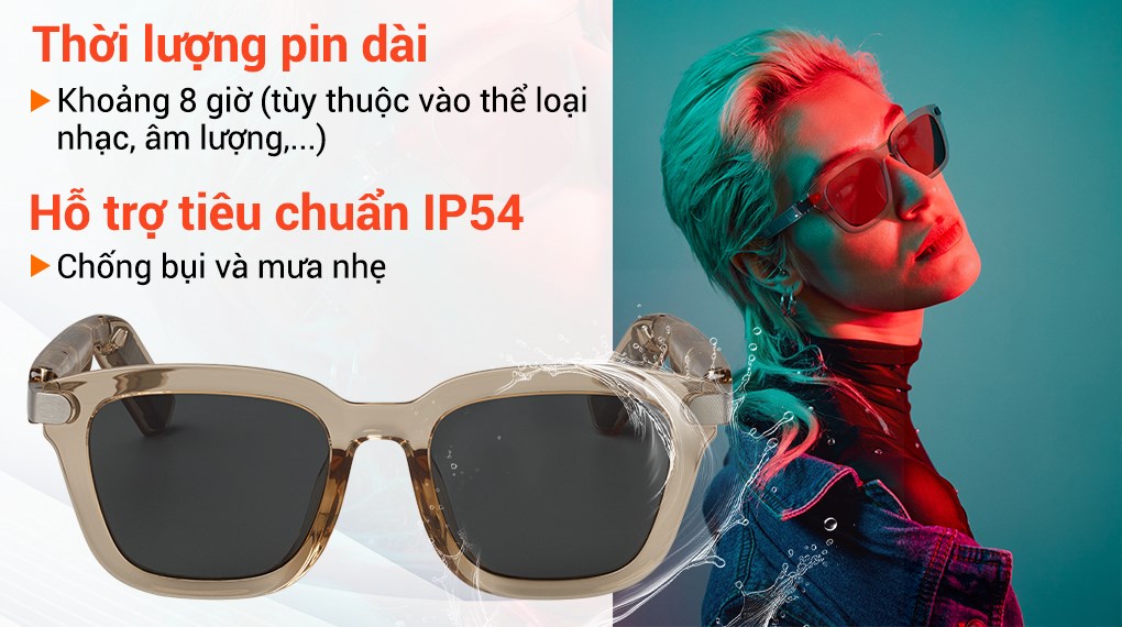 Mắt kính phát nhạc JBL Soundgear Frames Vàng hổ phách