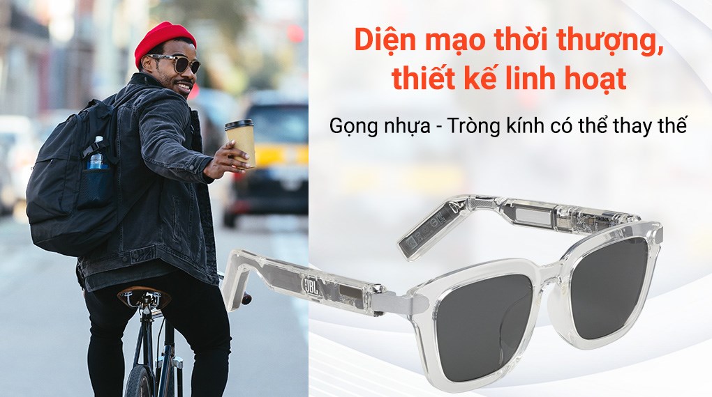 Mắt kính phát nhạc JBL Soundgear Frames Trắng ngọc trai