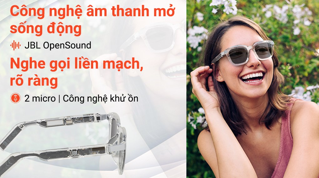 Mắt kính phát nhạc JBL Soundgear Frames Trắng ngọc trai