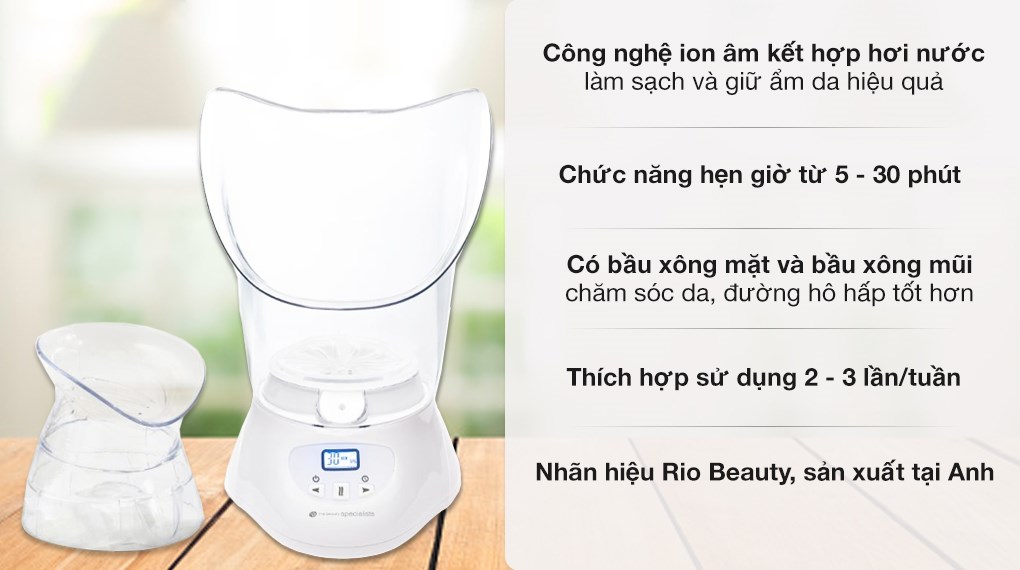 Máy xông hơi mặt và mũi ion nóng Rio Beauty FSTE2-EU