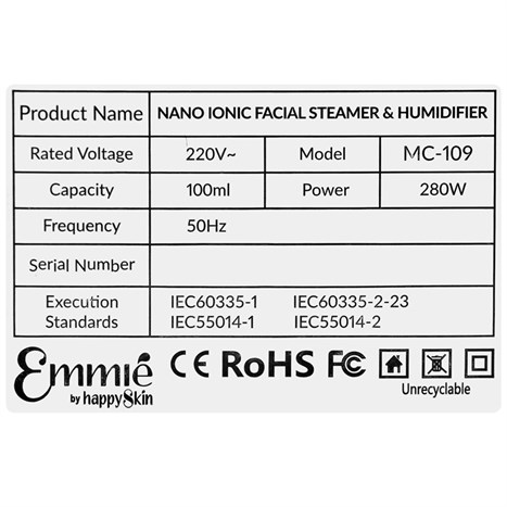 Máy xông hơi mặt Nano Ionic Emmié MC-109 Màu Trắng
