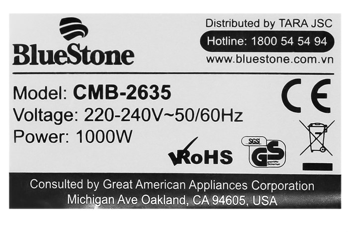 Máy pha cà phê BlueStone CMB-2635 Màu Đen