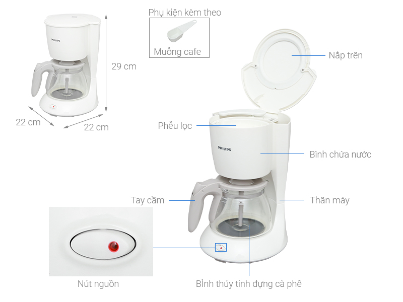 Thông số kỹ thuật Máy pha cà phê Philips HD7447
