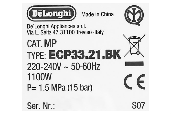 Máy pha cà phê Delonghi ECP33.21.BK Màu Đen
