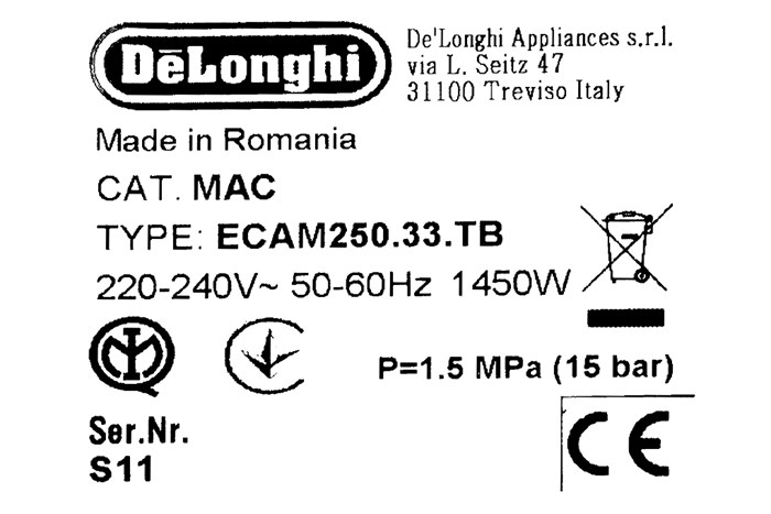 Máy pha cà phê Delonghi ECAM250.33.TB Màu Xám