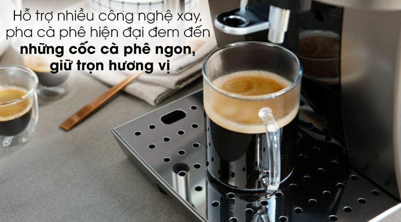 Máy Pha Cà Phê Delonghi ECAM250.33.TB - Hỗ trợ nhiều công nghệ xay, pha cà phê hiện đại mang đến cho bạn những cốc cà phê ngon, giữ trọn hương vị