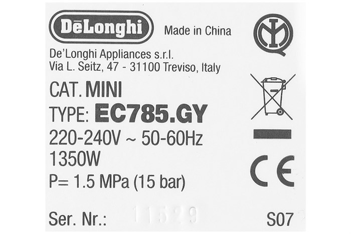 Máy pha cà phê Delonghi EC785.GY Màu Xám