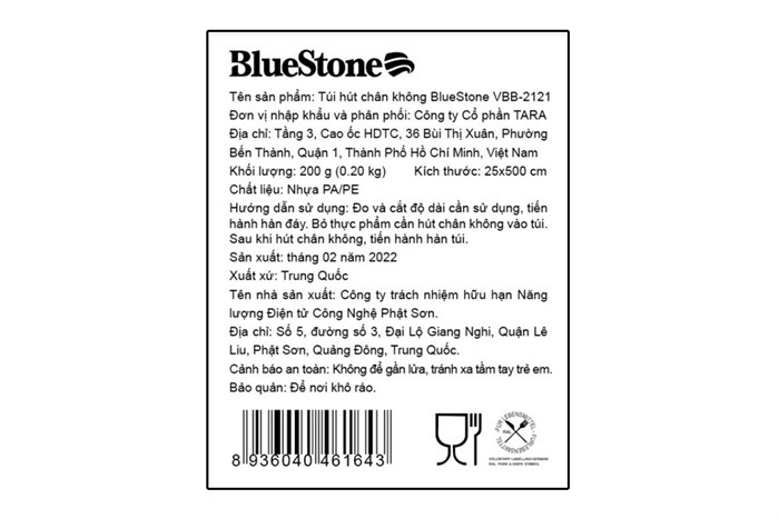 Cuộn túi hút chân không BlueStone VBB-2121 Màu Trắng